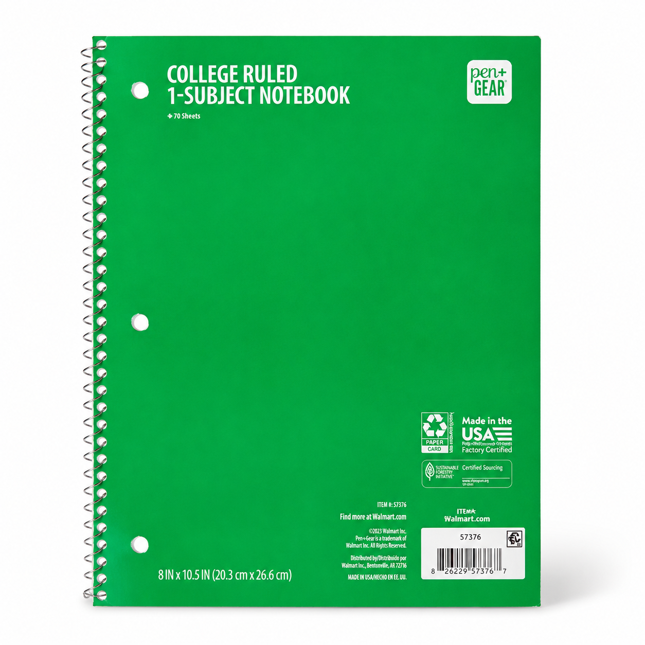 College Ruled 1-Subject Spiral Notebook